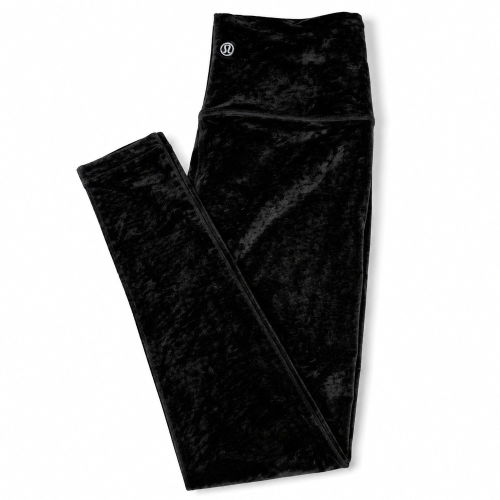 Lululemon Velvet Velour Leggings Womens 4 Black High Rise Crushed Velvet Pants